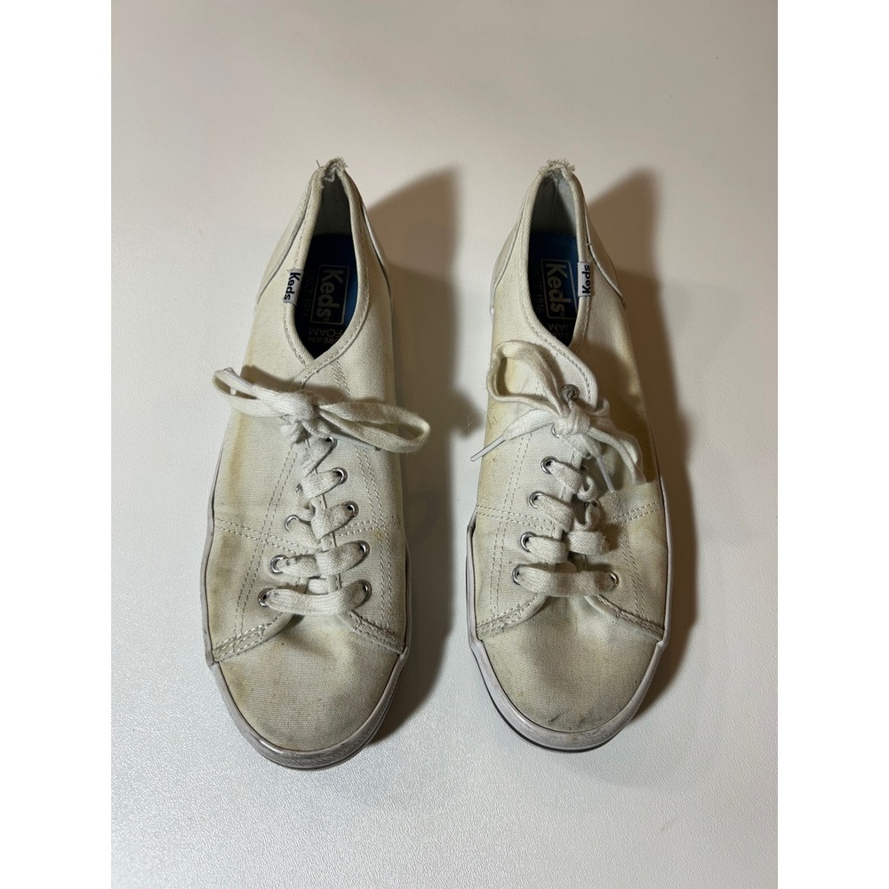 Keds Champion Canvas Sneakers Women's 8 Cream White Low Top Lace Up WF54682